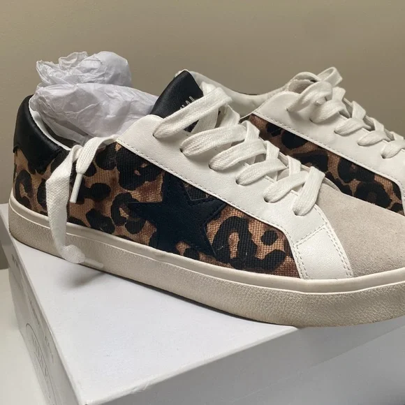 Steve Madden Philip Leopard Star Sneakers Tennis Shoes Size 8 - Picture 2 of 9